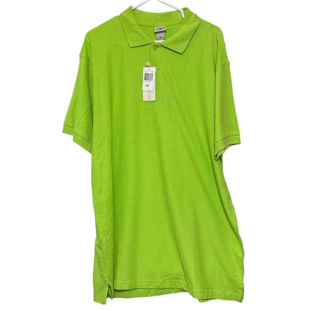PJ Mark Mens 3XL Lime Green Short Sleeve Polo Shirt Cotton New With Tags